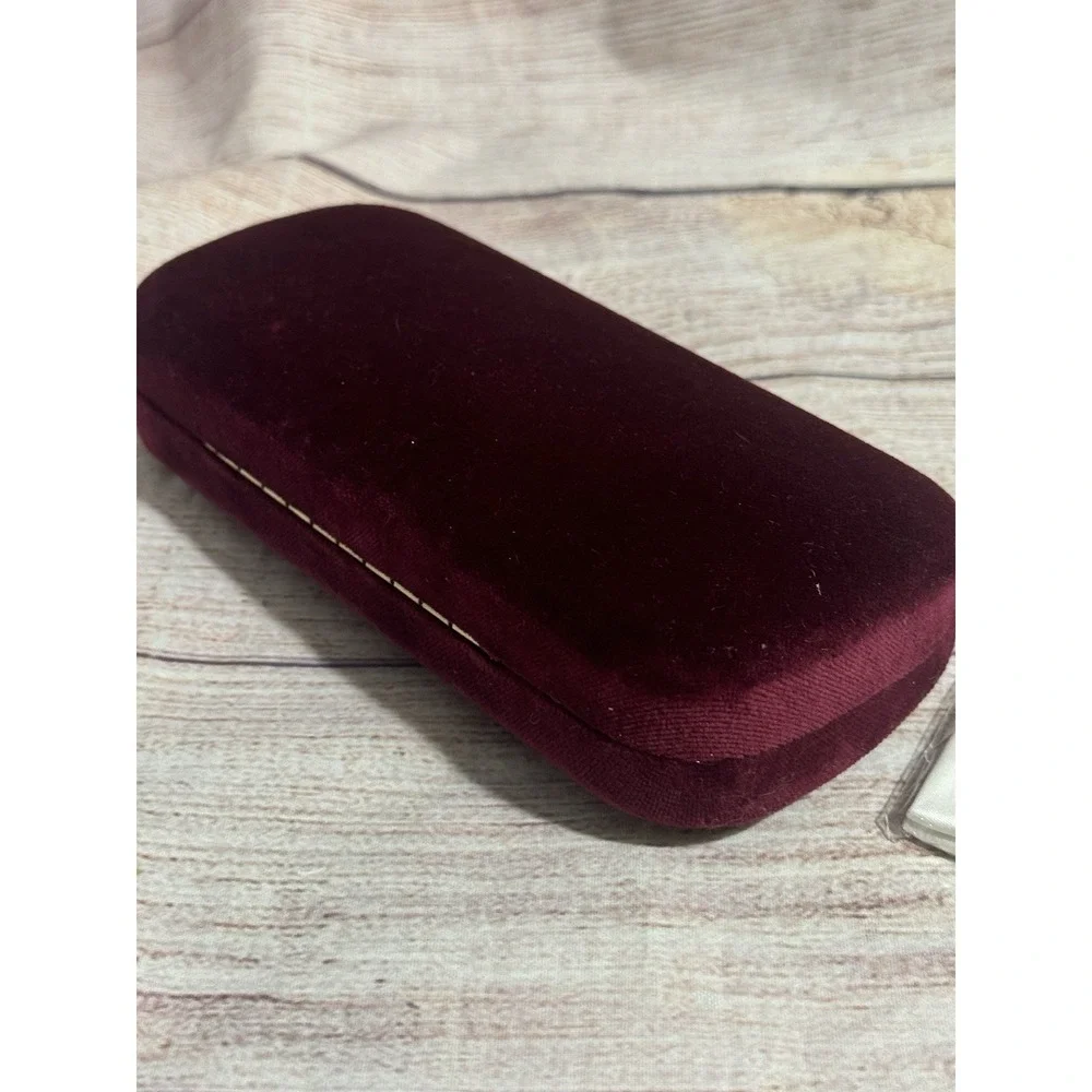 Gucci Glasses Clamshell Hard Case Burgundy Maroon Velvet w/ Microfiber Cloth